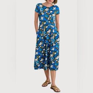 Seasalt Cornwall Organic Cotton Women’s Midi Wild Bouquet Cotton Dress Size 10
